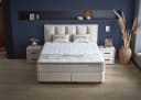 Gowoll Boxspringbett BIRDY Beige mit Matratze und gepolstertem Kopfteil Bild 2