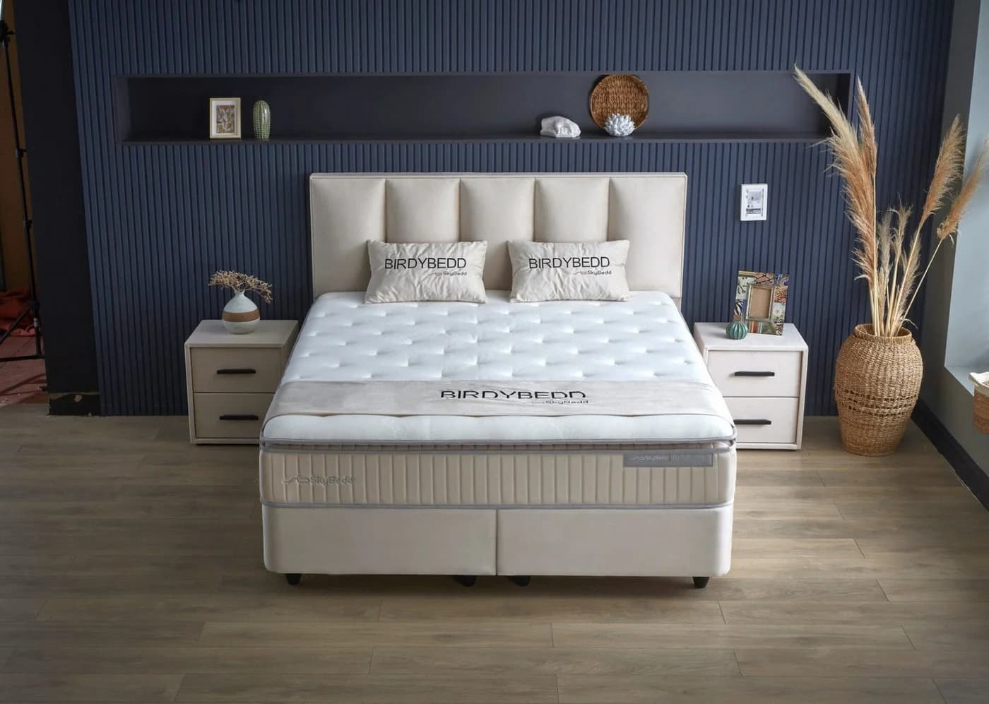Gowoll Boxspringbett BIRDY Beige mit Matratze und gepolstertem Kopfteil - Bild 2