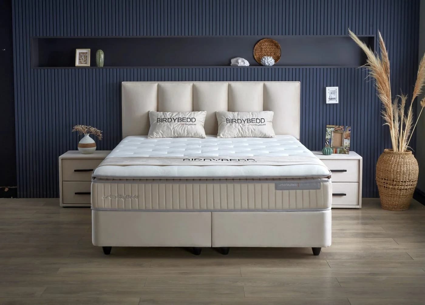 Gowoll Boxspringbett BIRDY Beige mit Matratze und gepolstertem Kopfteil - Bild 3