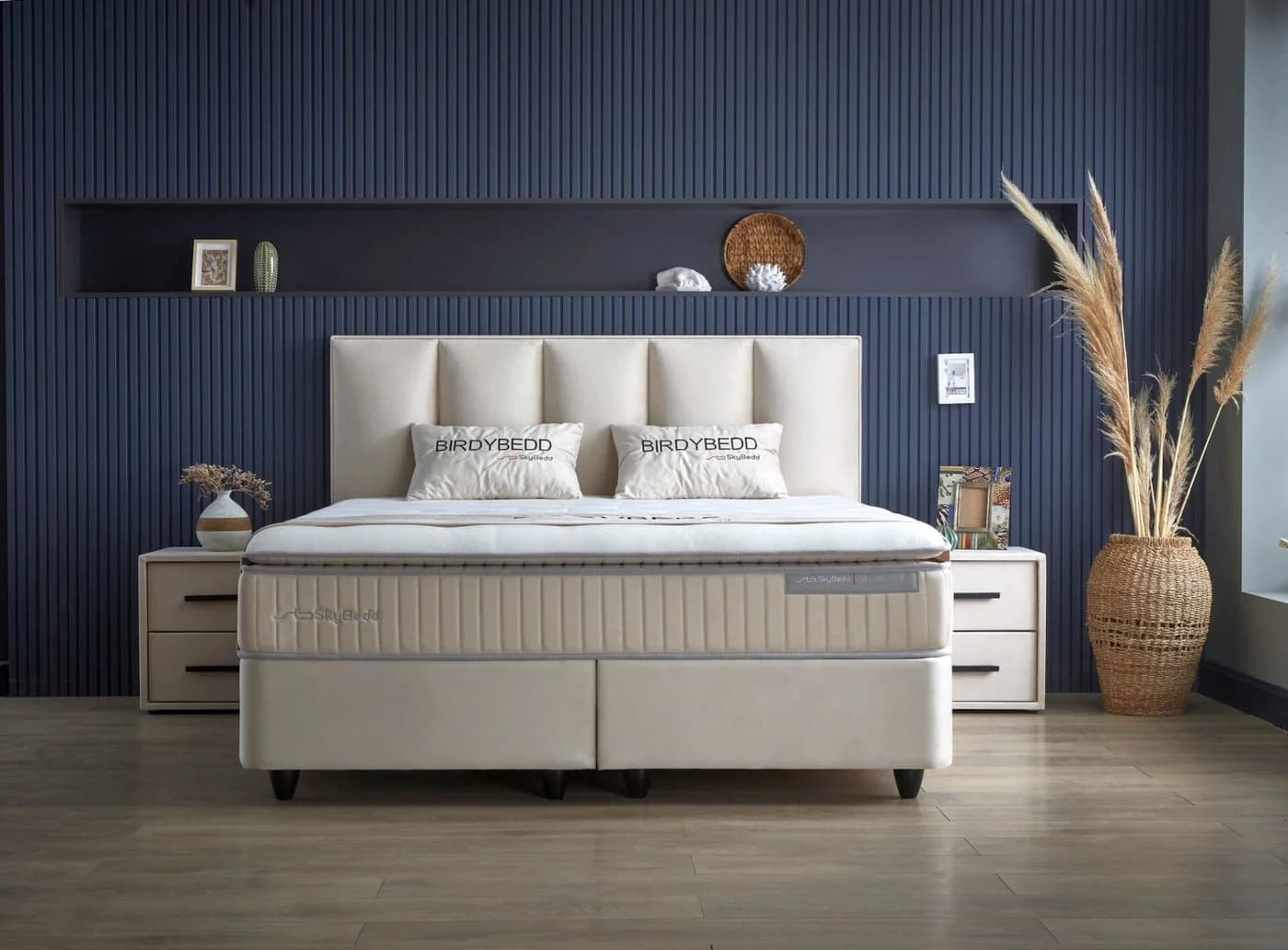 Gowoll Boxspringbett BIRDY Beige mit Matratze und gepolstertem Kopfteil - Bild 5