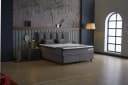 Gowoll Boxspringbett BIRDY Grau mit Matratze und gepolstertem Kopfteil Bild 1