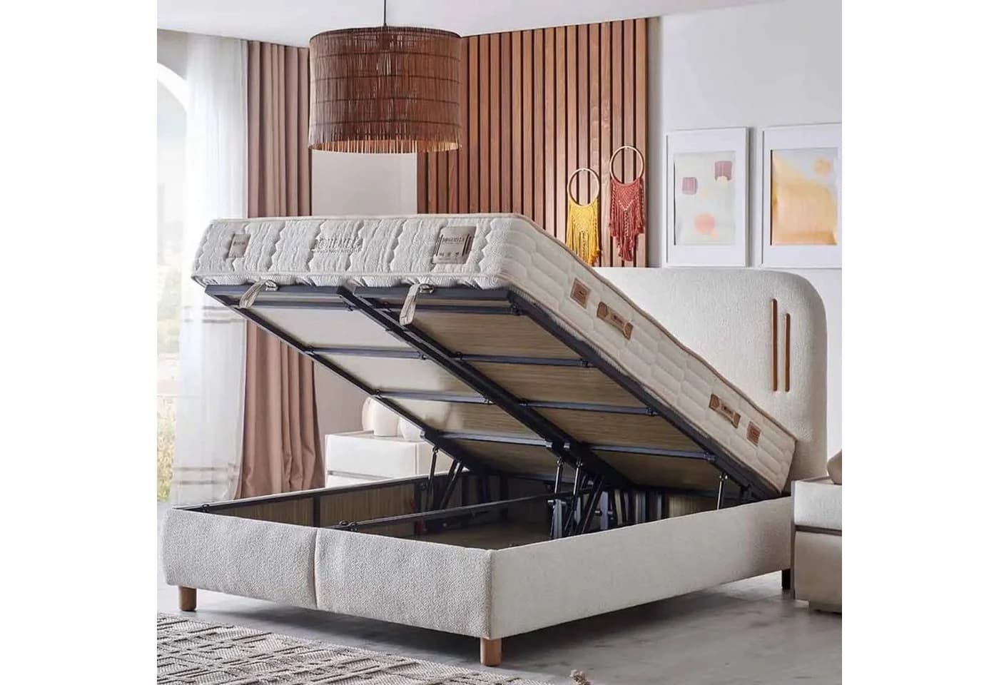 Bambi Boxspringbett Beige mit Wendematratze und Stauraum - Bild 3
