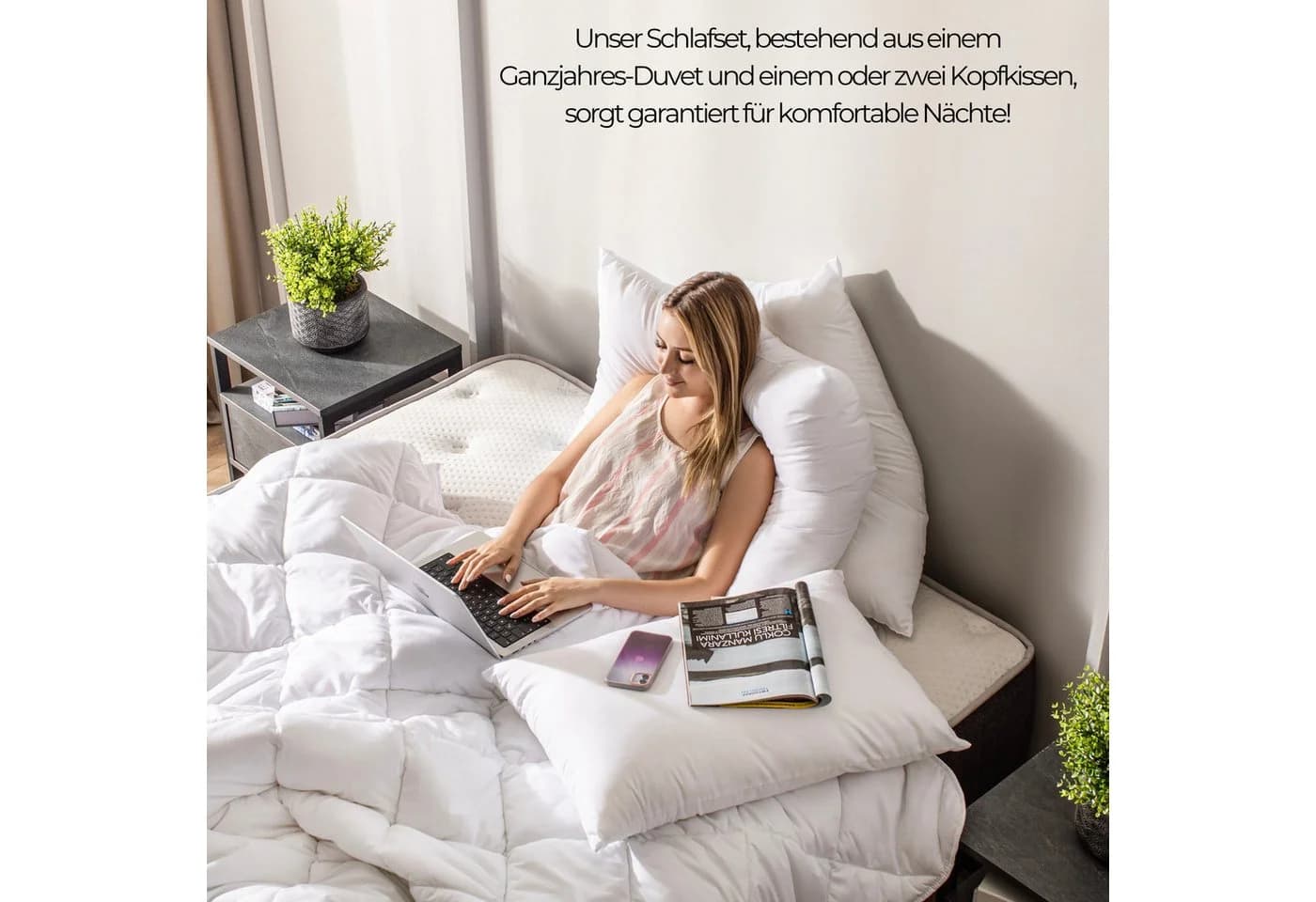 gowoll 4-Jahreszeitenbett Bettdecke Ganzjahresdecke 300 gsm Mikrofaser Weiß