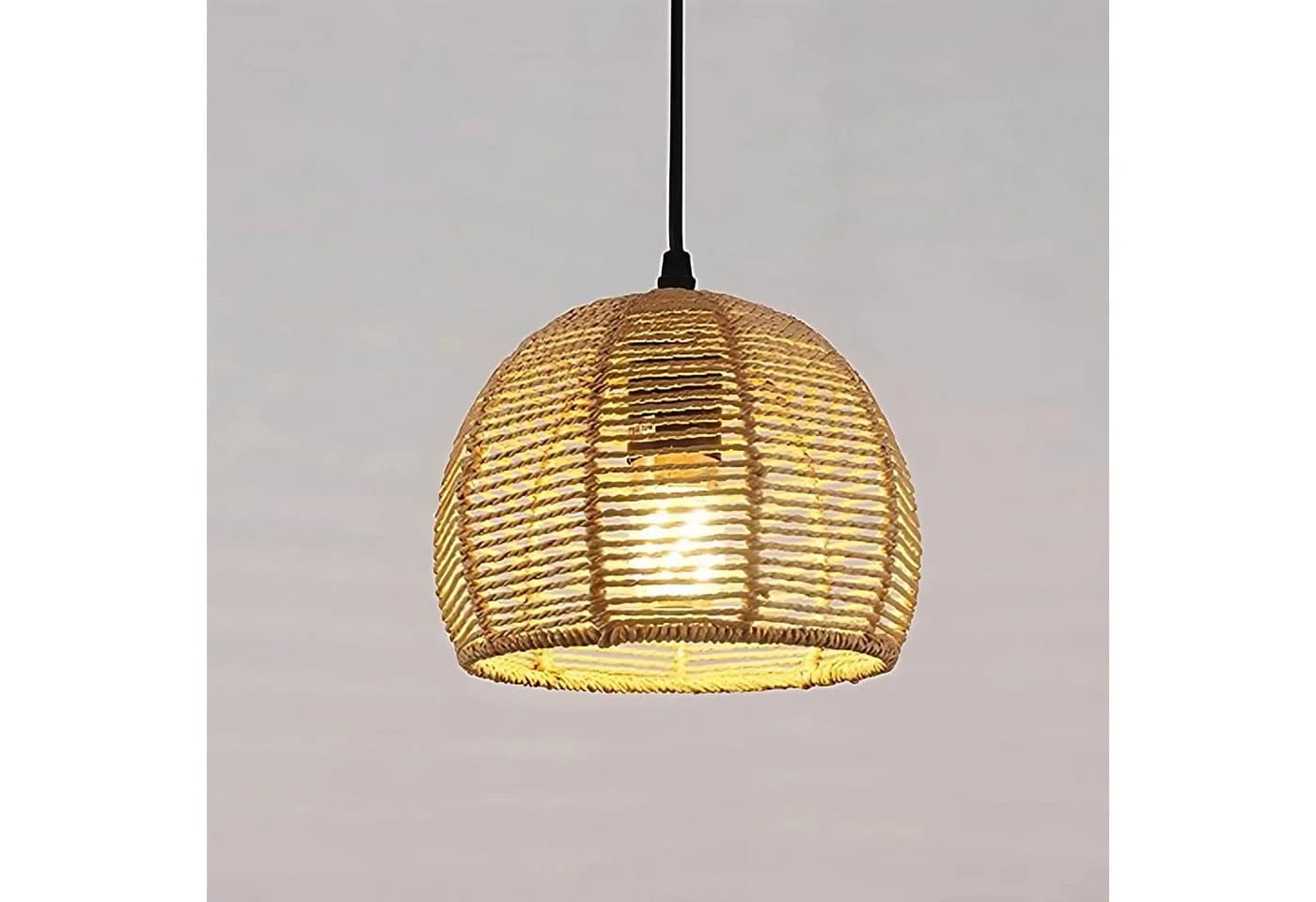 Riserva Hängeleuchte Rattan Boho Flechtwerk 20cm Schwarz E27 - Bild 2