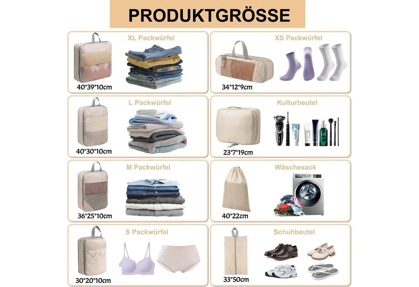 SURFOU Unterbettkommode 8-teilig Koffer Organizer Set Packwürfel