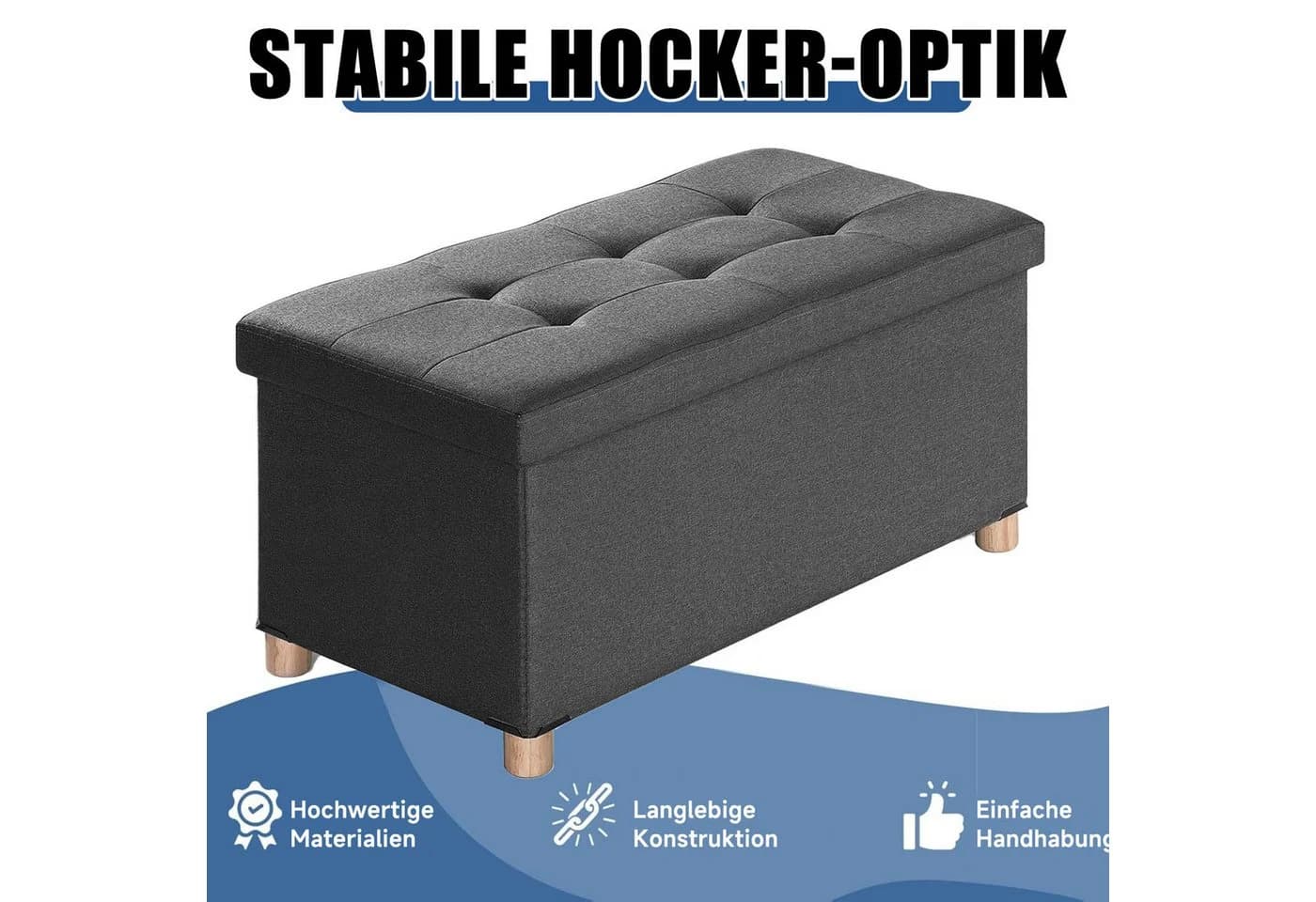 SURFOU Sitzhocker mit Stauraum und Deckel Aufbewahrungsbox Fußhocker bis 300 kg - Bild 3