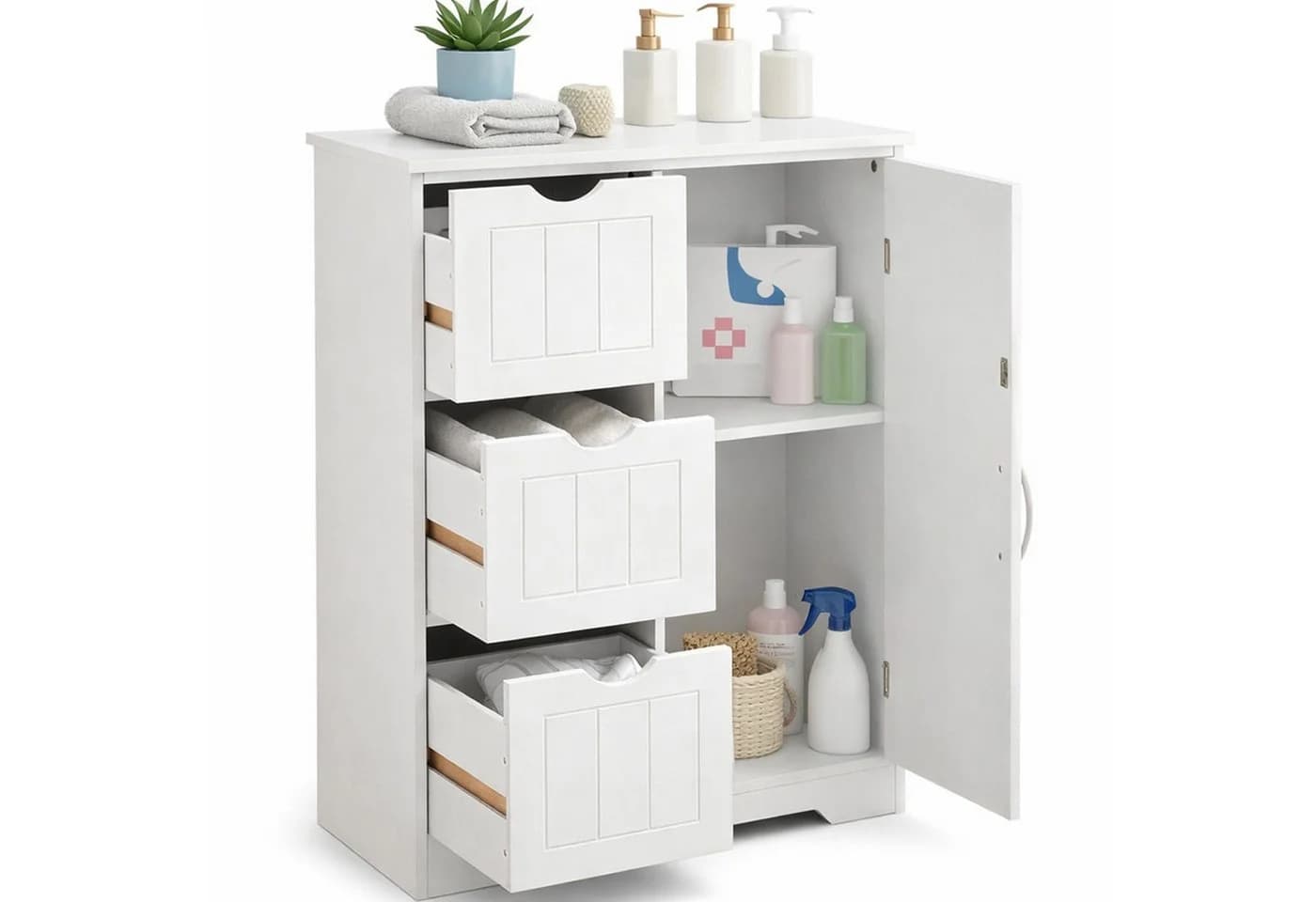 SURFOU Badkommode Badezimmerschrank Weiß mit großer Schublade - Bild 2