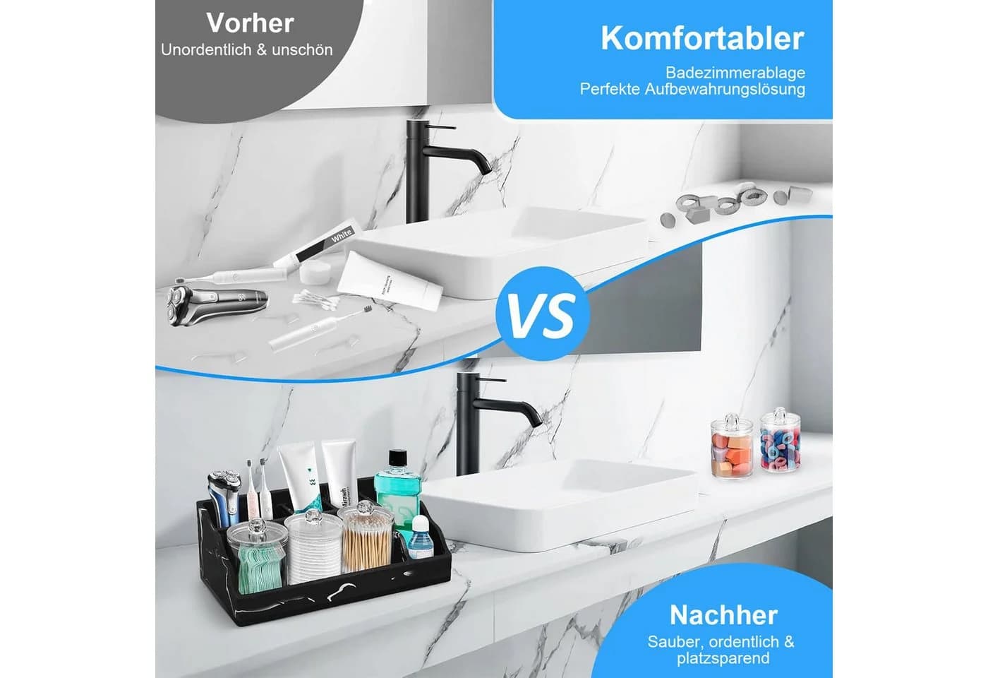 SURFOU Zahnbürstenhalter Marmor Schwarz Bad Organizer - Bild 3