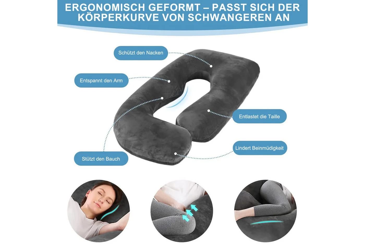 AIMAX Stillkissen Schwangerschaftskissen J-Form
