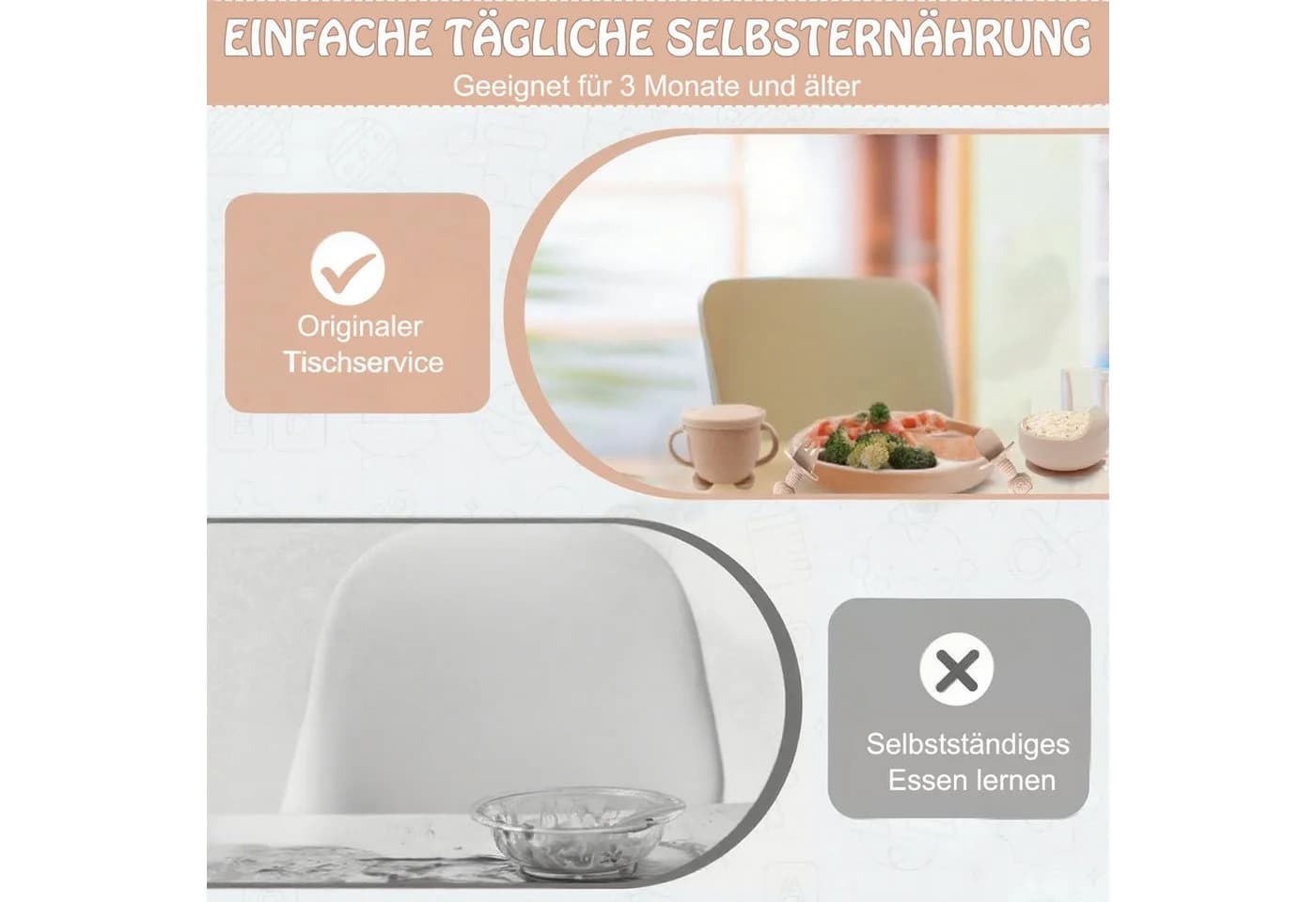AIMAX Kindergeschirr-Set 9-teilig Silikon mit Saugnapf