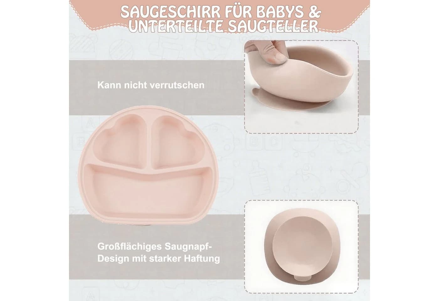 AIMAX Kindergeschirr-Set 9-teilig Silikon mit Saugnapf - Bild 3