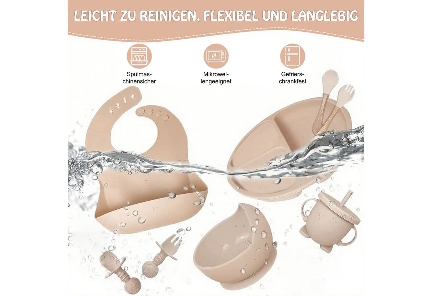 AIMAX Kindergeschirr-Set 9-teilig Silikon mit Saugnapf - Bild 4