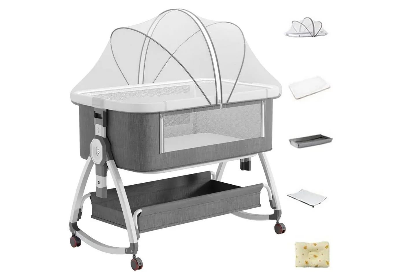 AIMAX Babybett Zustellbett Reisebett Kinderreisebett mit Matratze Laufstall - Bild 2