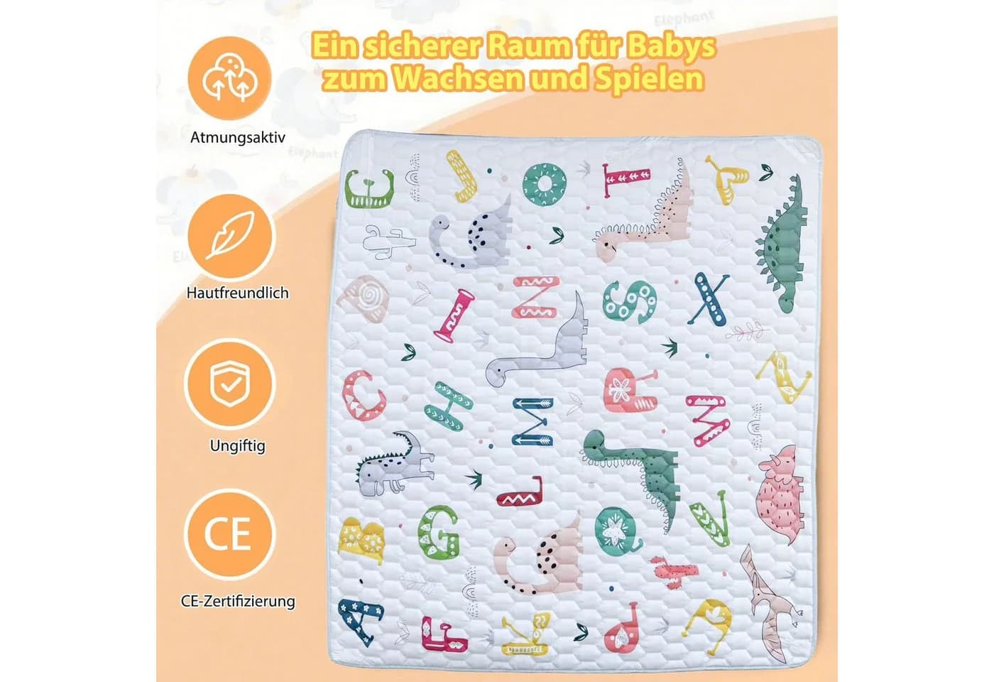 AIMAX Spielmatte Krabbelmatte Baby Faltbar Grün 1cm Polsterung - Bild 3