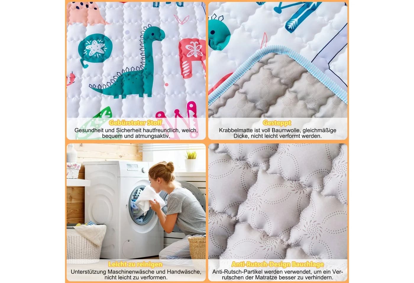 AIMAX Spielmatte Krabbelmatte Baby Faltbar Grün 1cm Polsterung - Bild 4