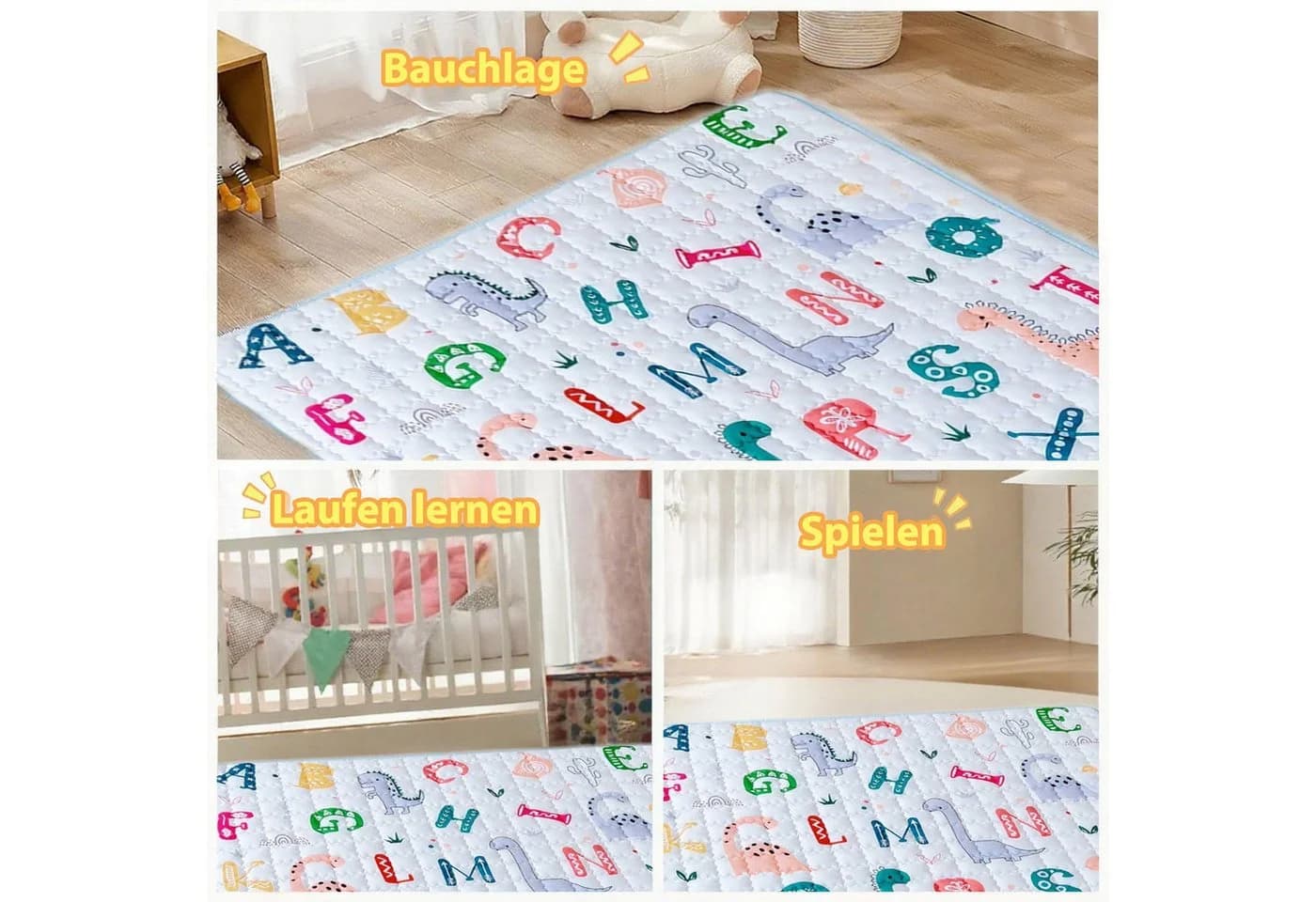 AIMAX Spielmatte Krabbelmatte Baby Faltbar Grün 1cm Polsterung - Bild 5