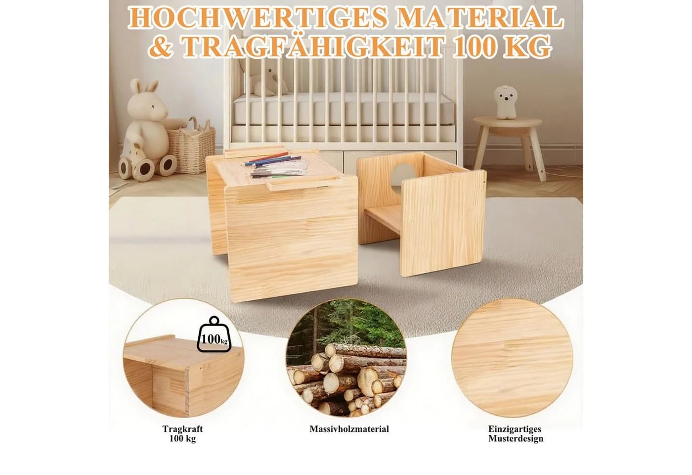 AIMAX Kindersitzgruppe Tisch und Stuhl Set Weiß Modern - Bild 3