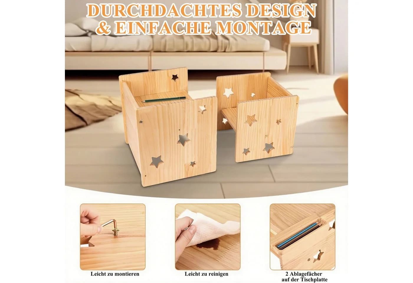 AIMAX Kindersitzgruppe Tisch und Stuhl Set Weiß Modern - Bild 4