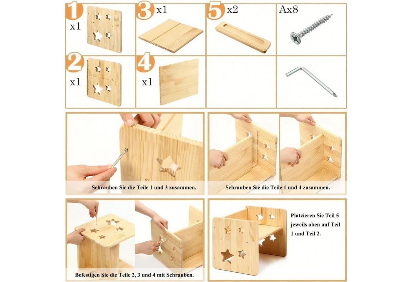 AIMAX Kindersitzgruppe Tisch und Stuhl Set Weiß Modern - Bild 5