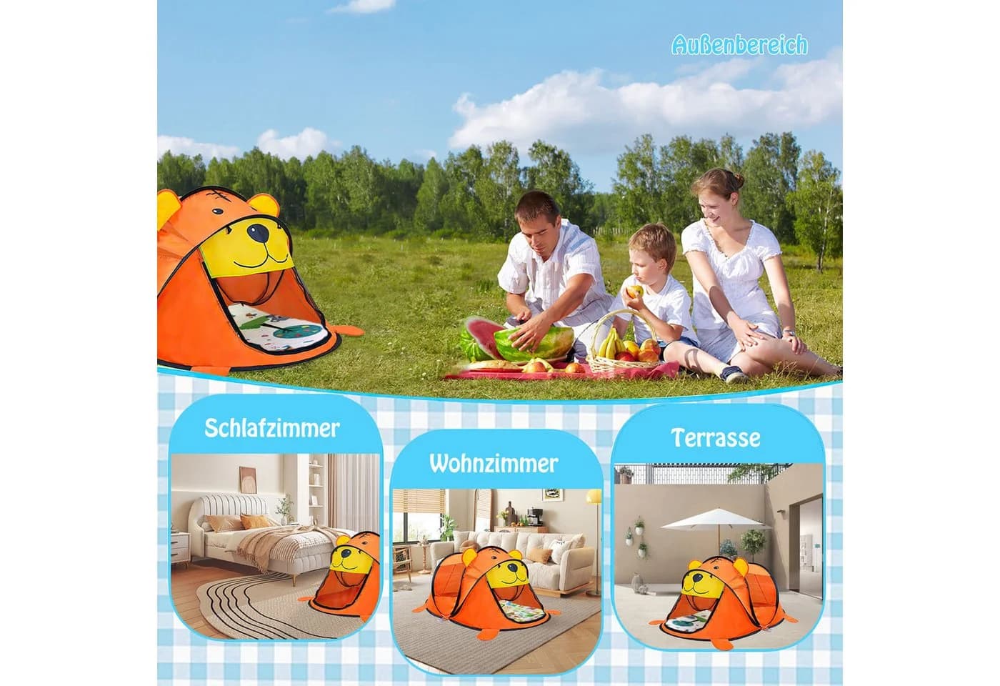 AIMAX Spielzelt Pop Up Kinderzelt Indoor Outdoor mit Aufbewahrungsbeutel - Bild 3