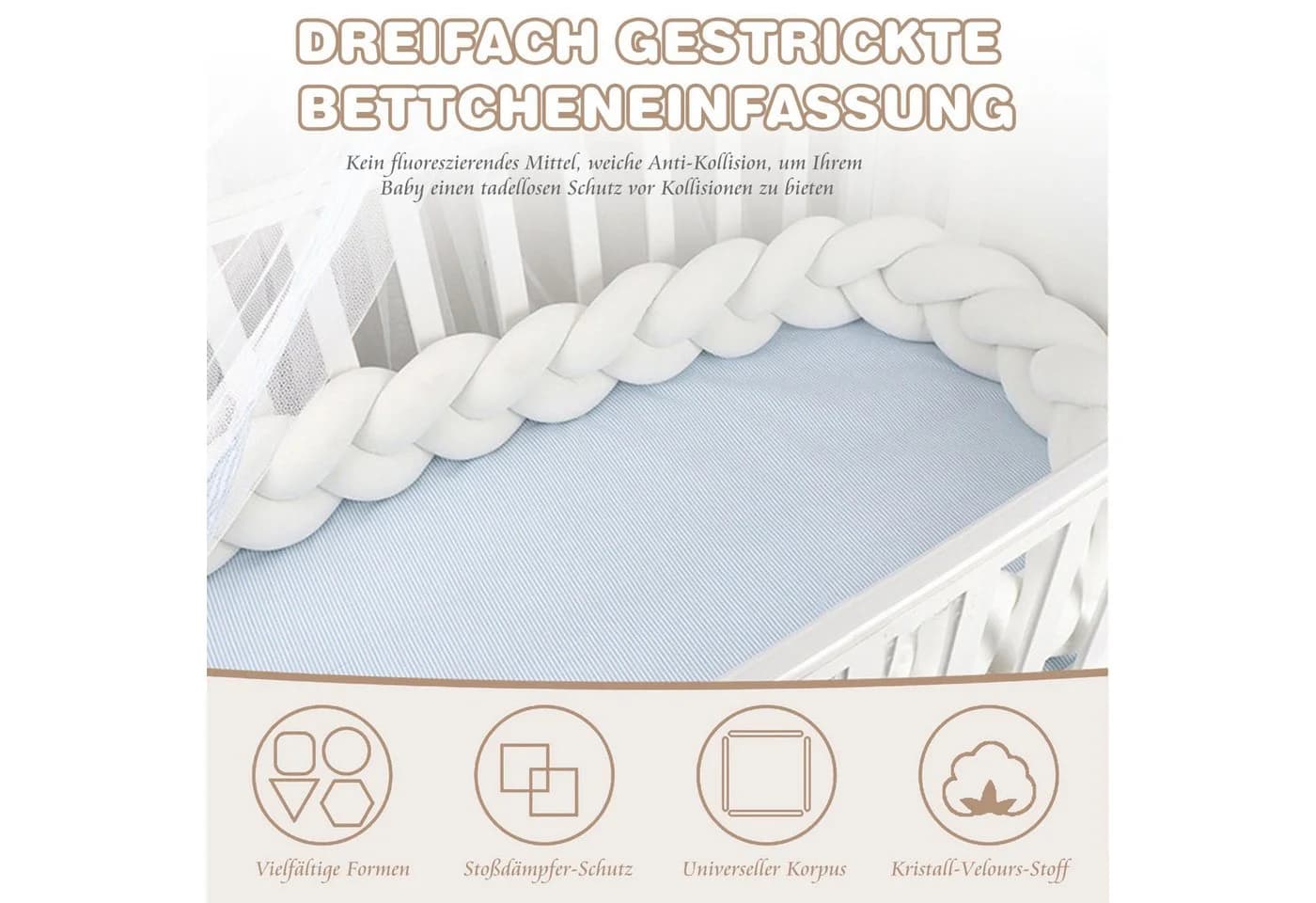 AIMAX Nestchenschlange 2M Baby Geflochtenes Seitenschläferkissen - Bild 3