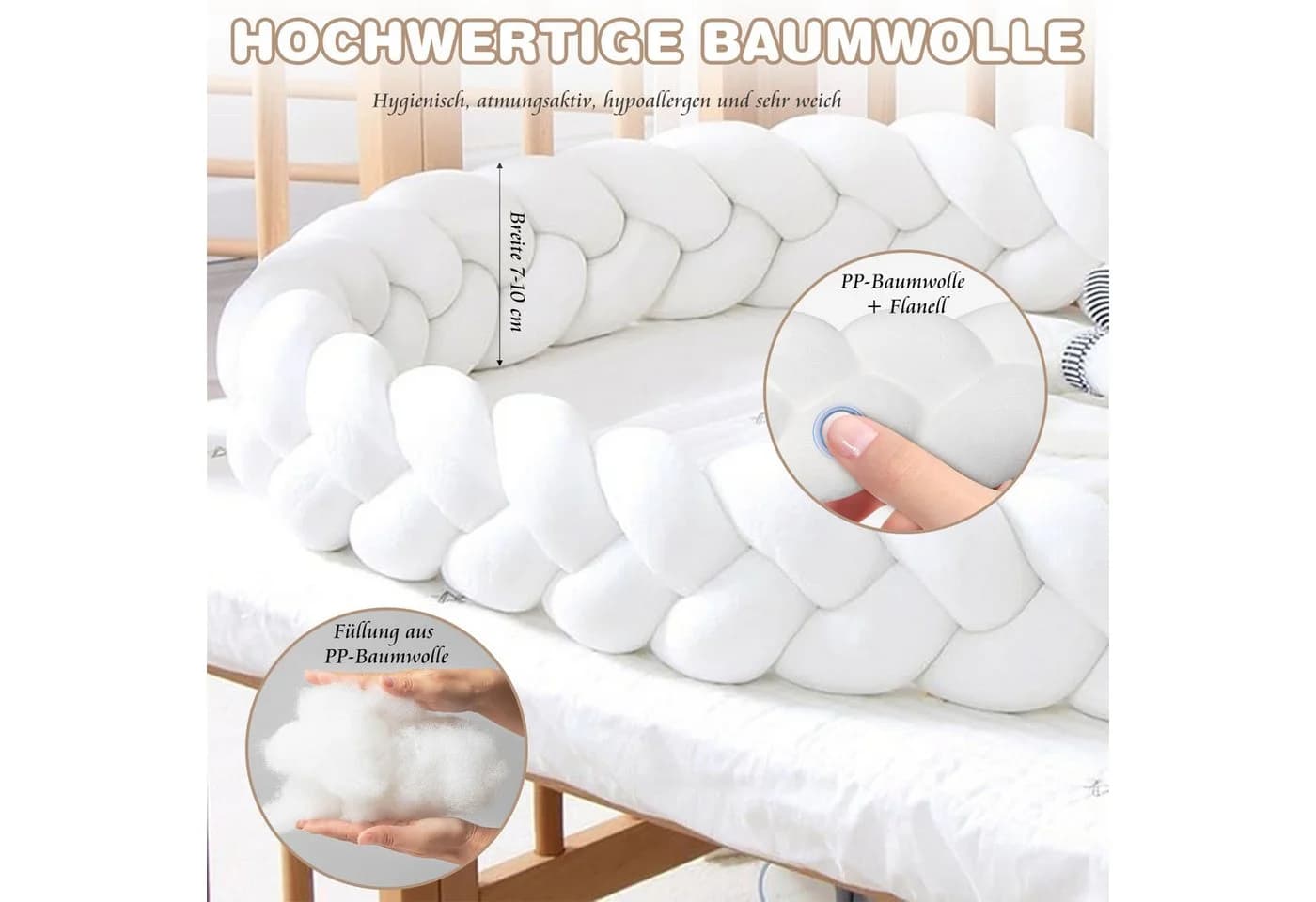 AIMAX Nestchenschlange 2M Baby Geflochtenes Seitenschläferkissen - Bild 4