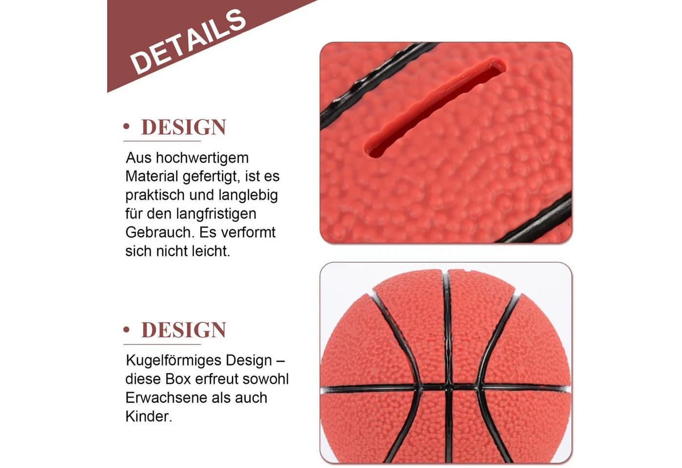 AIMAX Spardose Basketball Rot PVC Bruchsicher - Bild 5