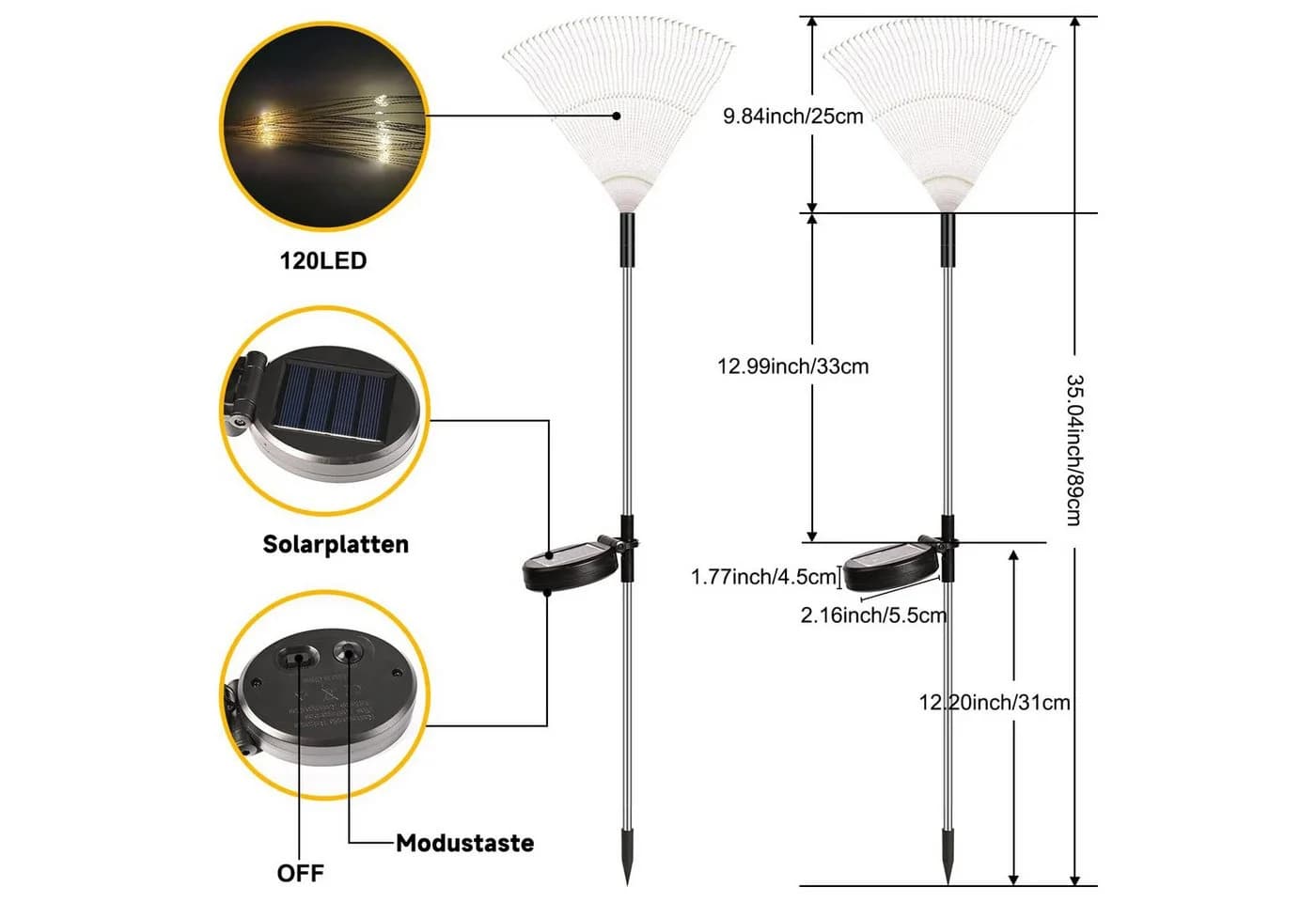 AIMAX LED Solarleuchte 120 LED Garten Deko IP65 wasserdicht - Bild 3