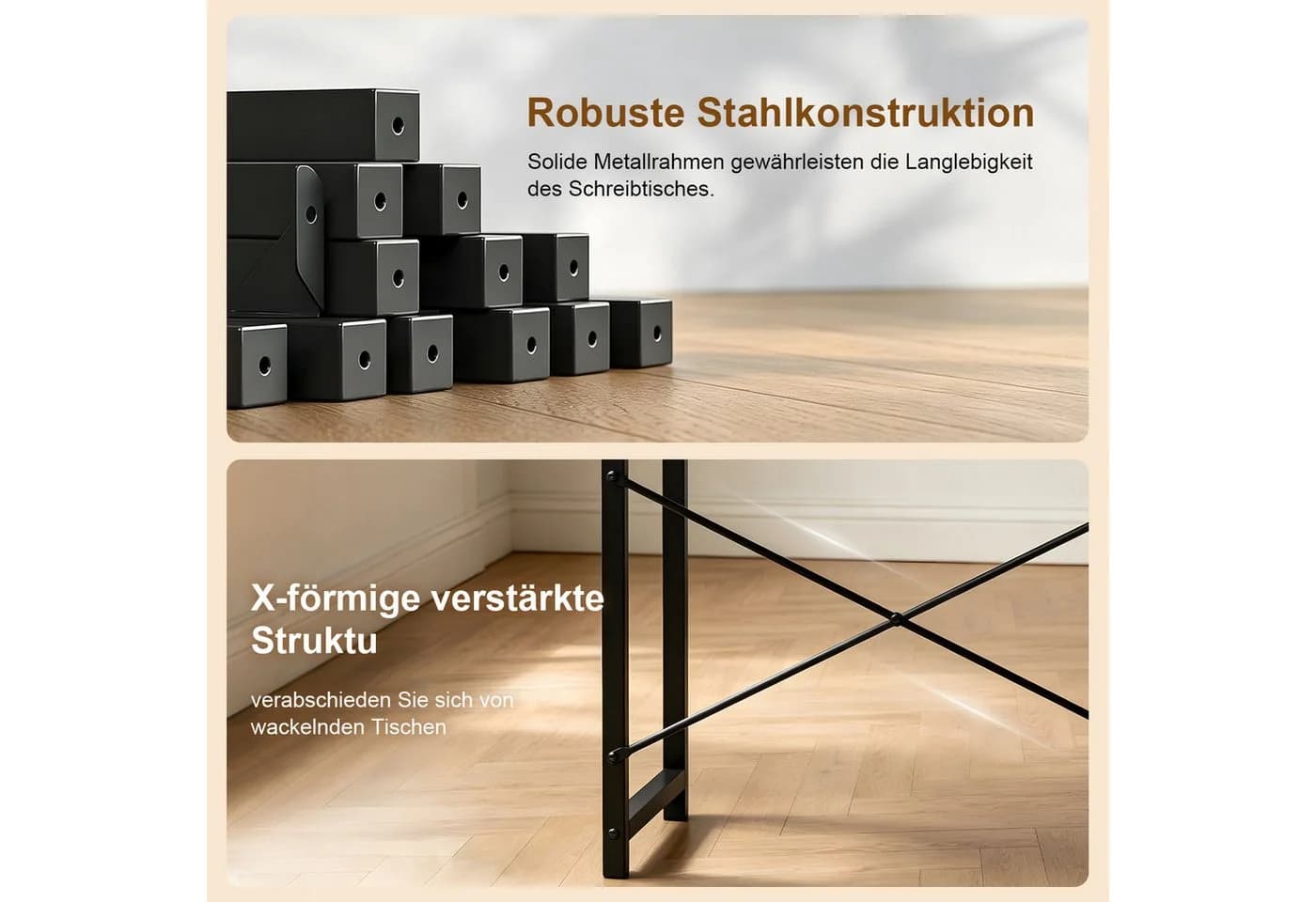 SURFOU Schreibtisch Schwarz mit Metallgestell - Bild 3