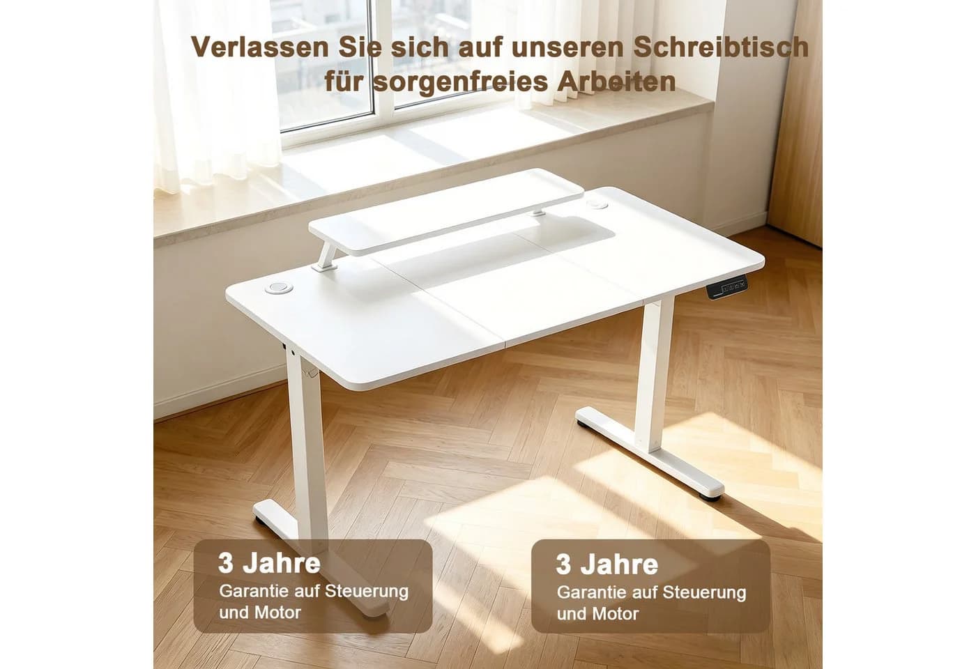 AIMAX Höhenverstellbarer Schreibtisch Weiß Elektrisch Stehpult - Bild 4