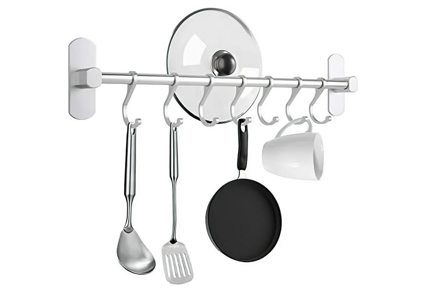SURFOU Hakenleiste Küche Selbstklebend Aluminium 7 Haken - Bild 2