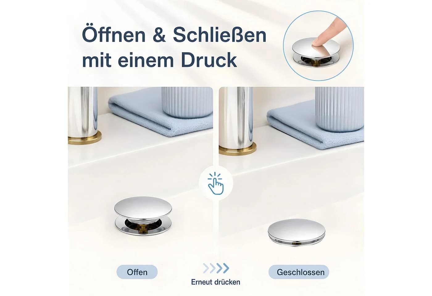SURFOU Edelstahl Pop-up Ablaufventil für Waschbecken - Bild 5