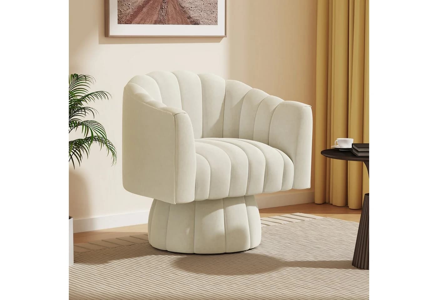 SEYNAR Sessel Mid Century 360 Grad drehbar Kuscheltonnen-Akzentsofasessel Samt - Bild 2