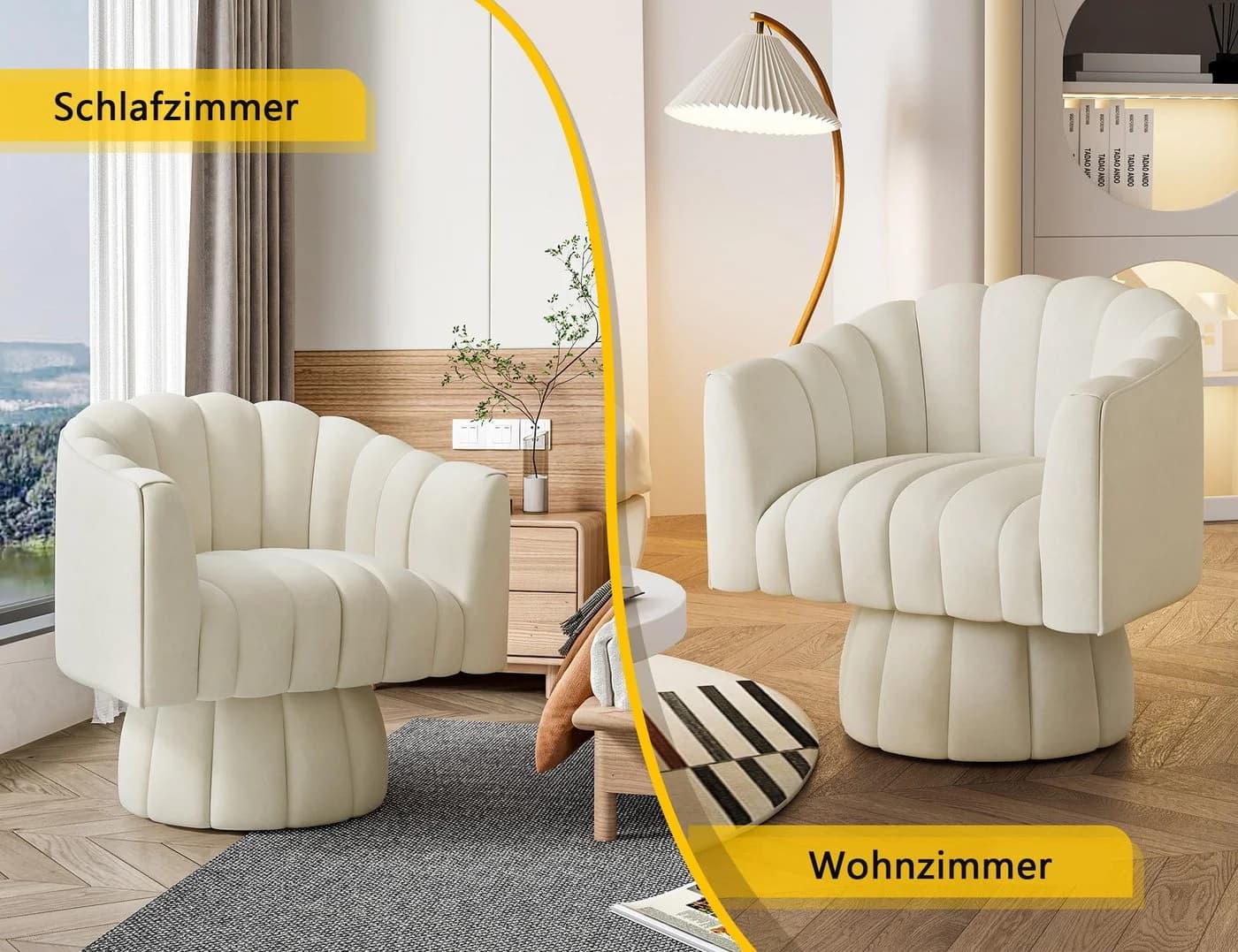 SEYNAR Sessel Mid Century 360 Grad drehbar Kuscheltonnen-Akzentsofasessel Samt - Bild 5