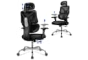 DEVAISE Bürostuhl Ergonomisch Schwarz mit 3D-Kopfstütze & 5D-Armlehnen Bild 2