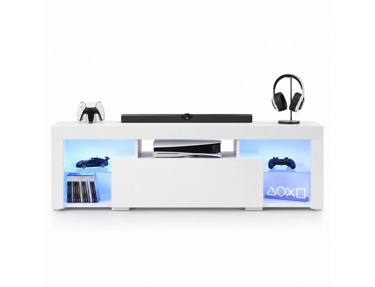 WLIVE TV-Lowboard mit RGB-LED Glasböden Schwarz/Weiß - Bild 2
