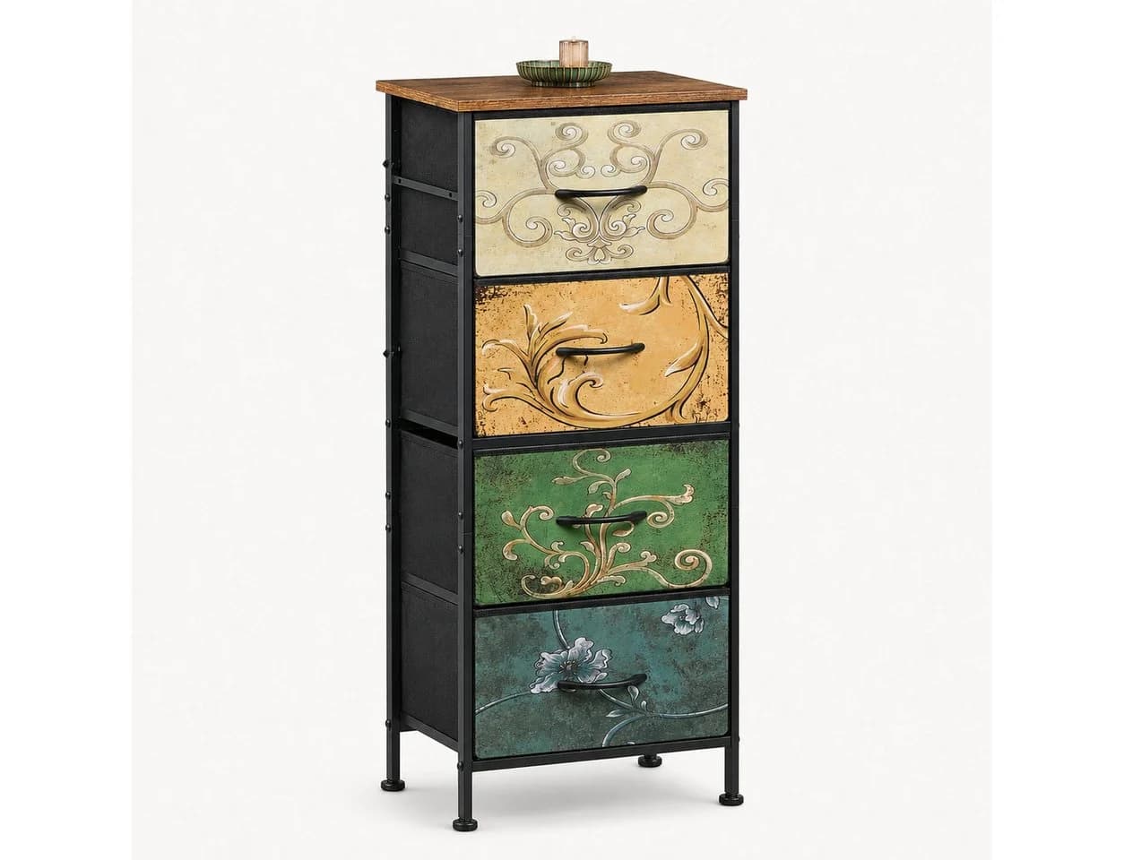 WLIVE Kommode mit 4 Stoffschubladen, 40x30x98 cm, Stahlgestell - Bild 2