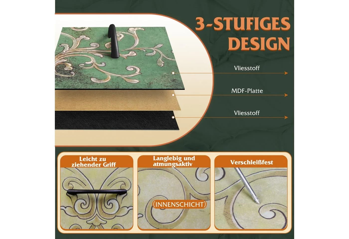 WLIVE Kommode mit 4 Stoffschubladen, 40x30x98 cm, Stahlgestell - Bild 5