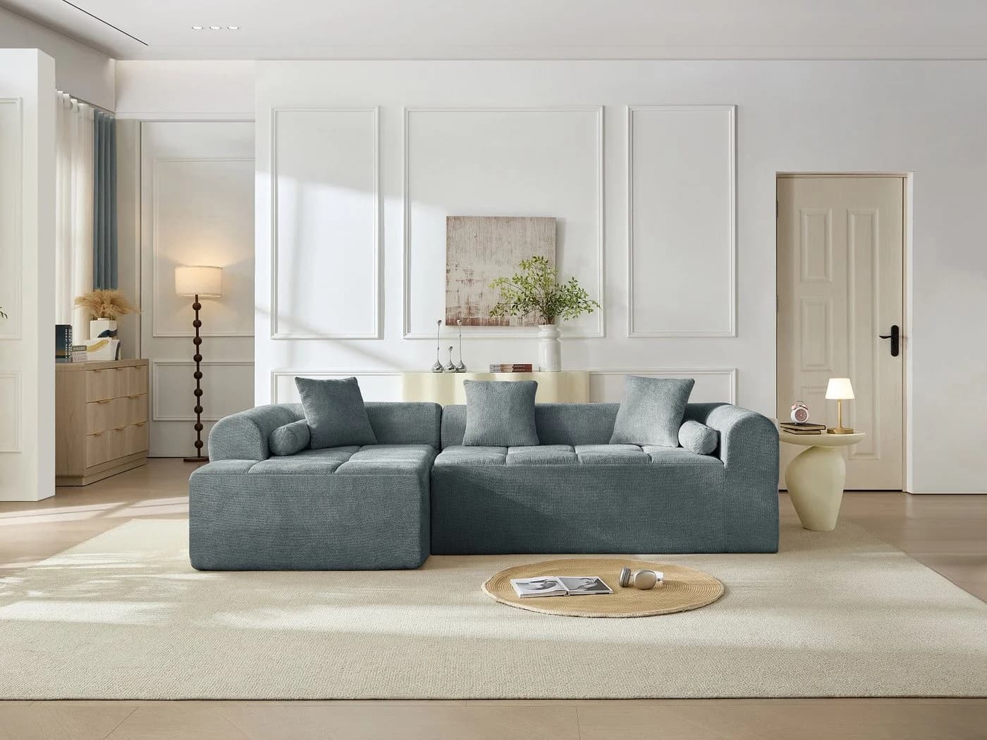 Sinaopus Ecksofa Modulares Sofa aus Chenille Blau mit Komfortpolsterung - Bild 4