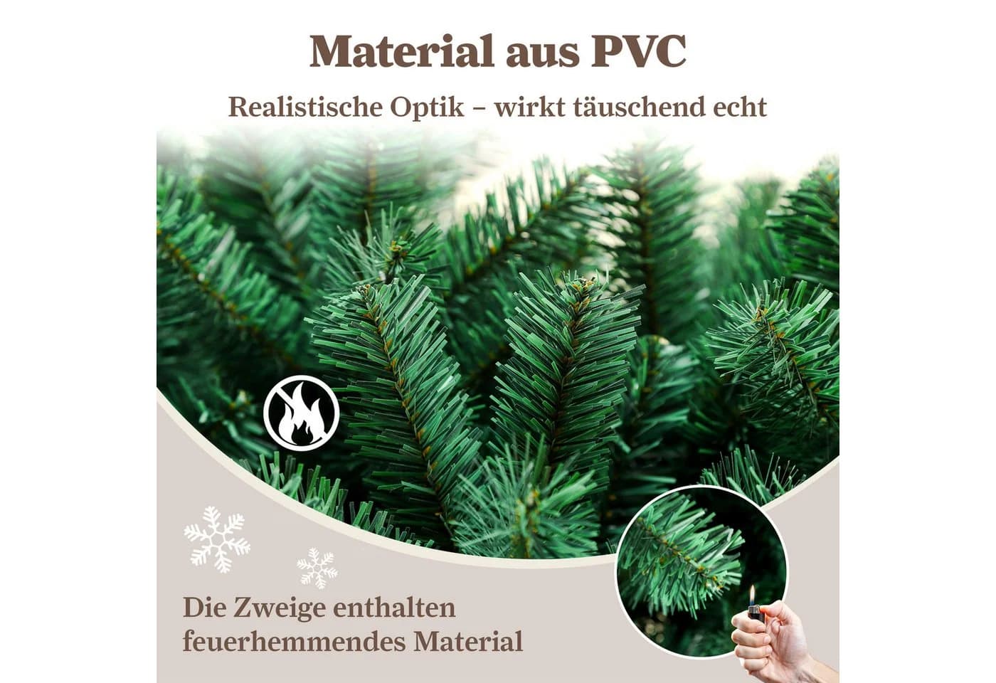 WHEELYOU Künstlicher Weihnachtsbaum Nordmanntanne 180cm PVC mit Metallständer - Bild 3