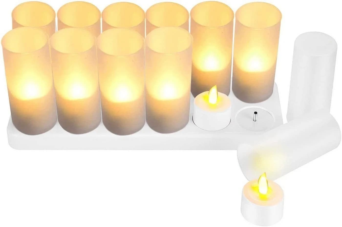 EXTSUD LED-Kerze 12er Set Wiederaufladbar Flammenlos Weiß
