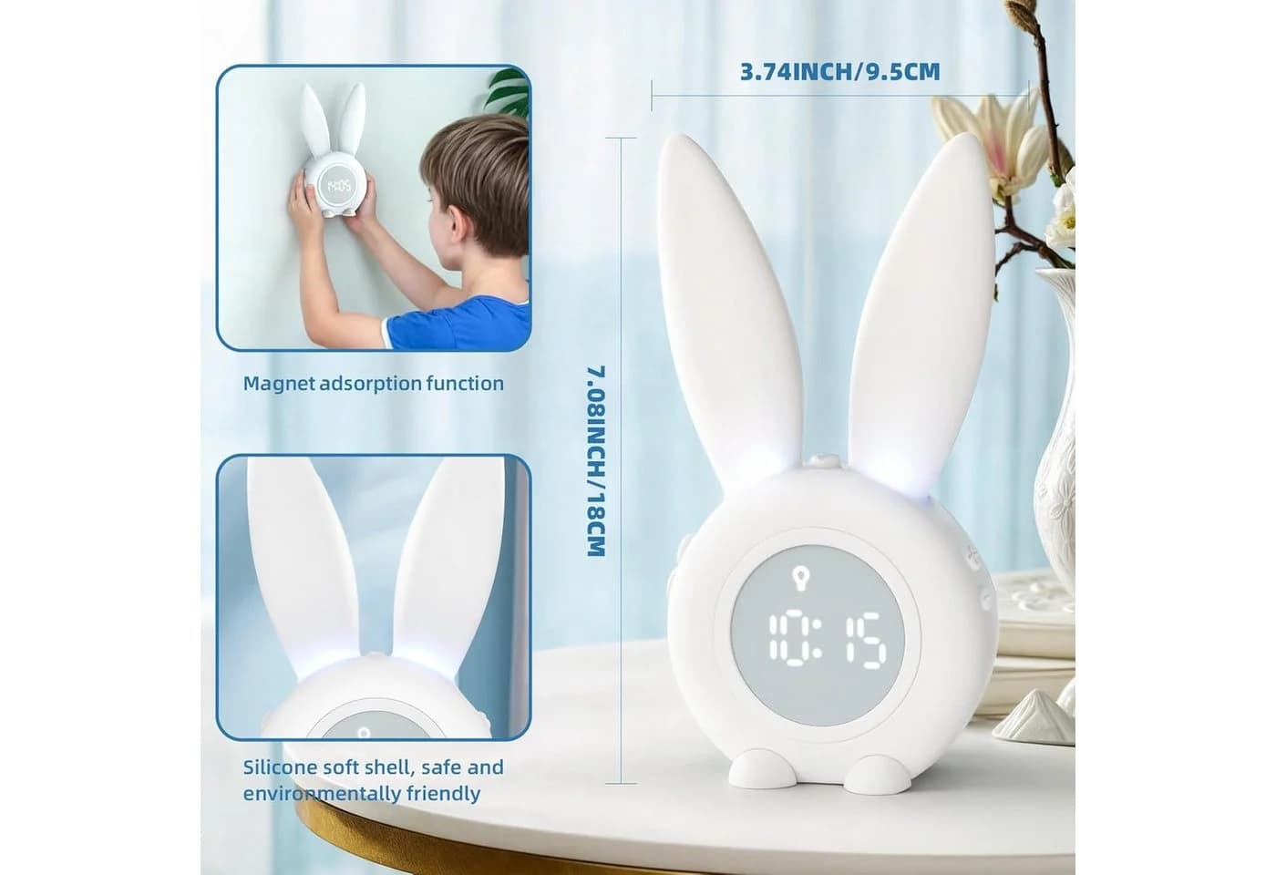 EXTSUD LED Nachtlicht Kinder Lichtwecker Weiß Snooze-Funktion