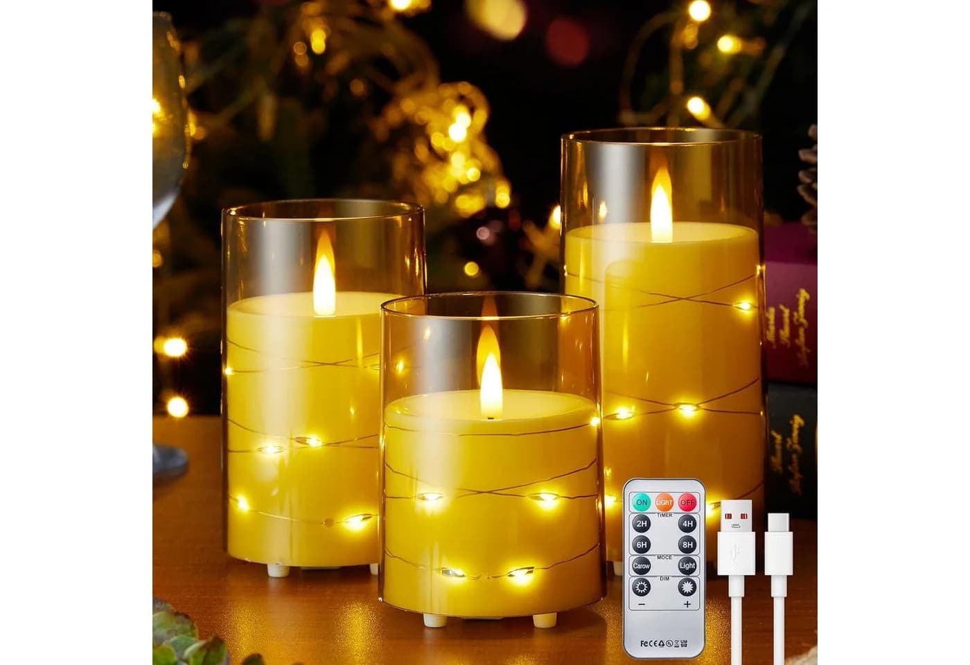 EXTSUD LED-Kerze 3-tlg. mit Lichterkette & Timer - Bild 2
