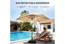 ibettertec Terrassenschirm 9ft Beige mit Solar-LED & Kurbel Bild 1