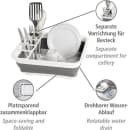 ibettertec Geschirrständer Weiß Zusammenklappbar mit Besteckhalter Bild 3