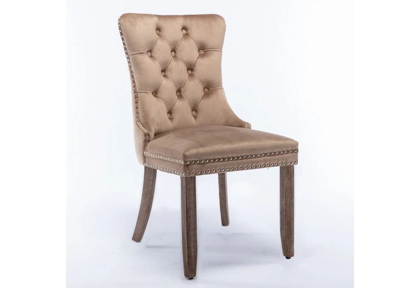 ANYSUN Esszimmerstuhl Chesterfield Samt Grau Massivholz - Bild 5