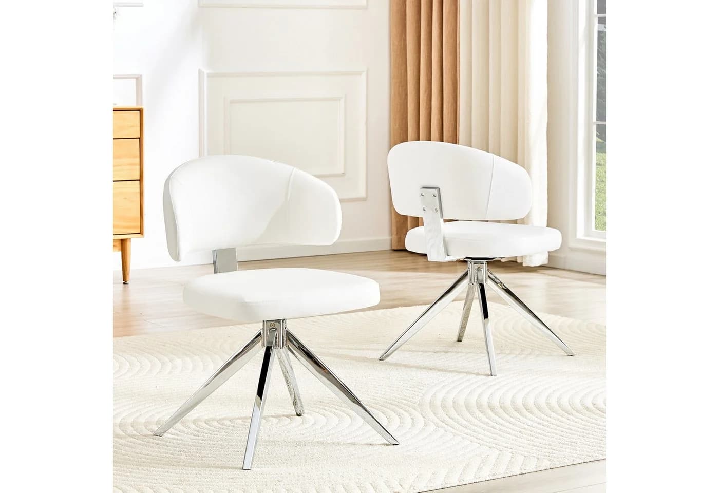 ANYSUN Esszimmerstuhl 2er Set Modern Kunstleder Metall 360° Drehbar