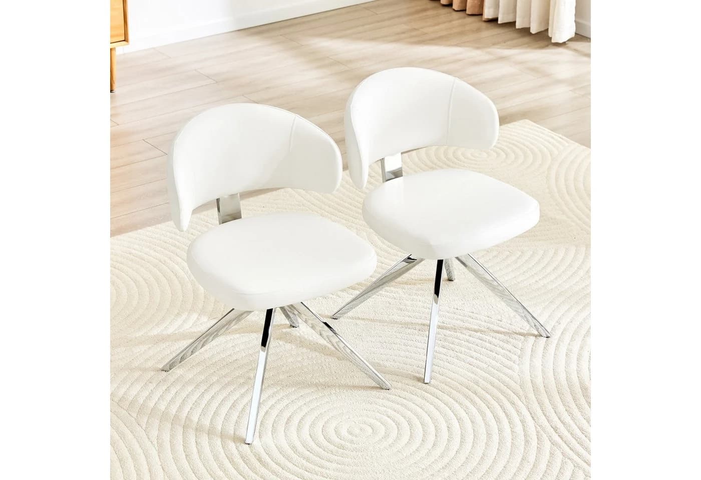 ANYSUN Esszimmerstuhl 2er Set Modern Kunstleder Metall 360° Drehbar - Bild 2