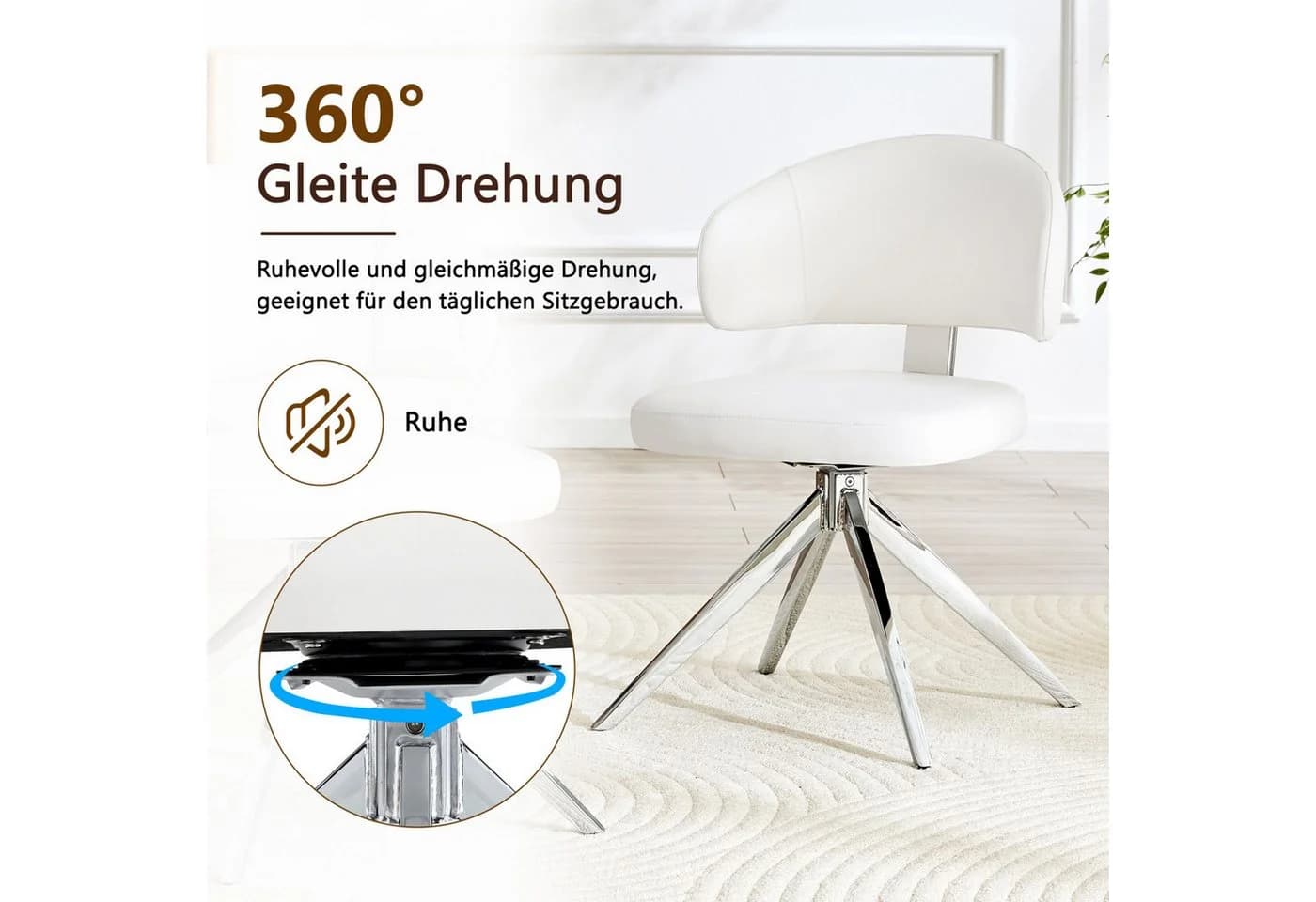 ANYSUN Esszimmerstuhl 2er Set Modern Kunstleder Metall 360° Drehbar - Bild 5