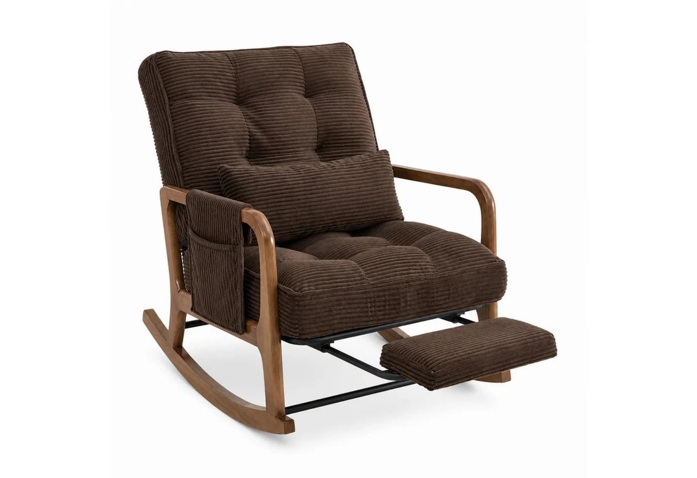 ANYSUN Schaukelstuhl Relaxsessel Cord Braun mit Fußstütze - Bild 2
